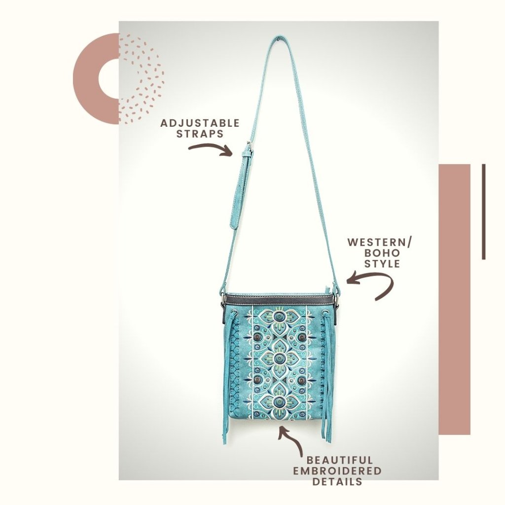 Western Teal Crossbody Embroidered P&G Brand